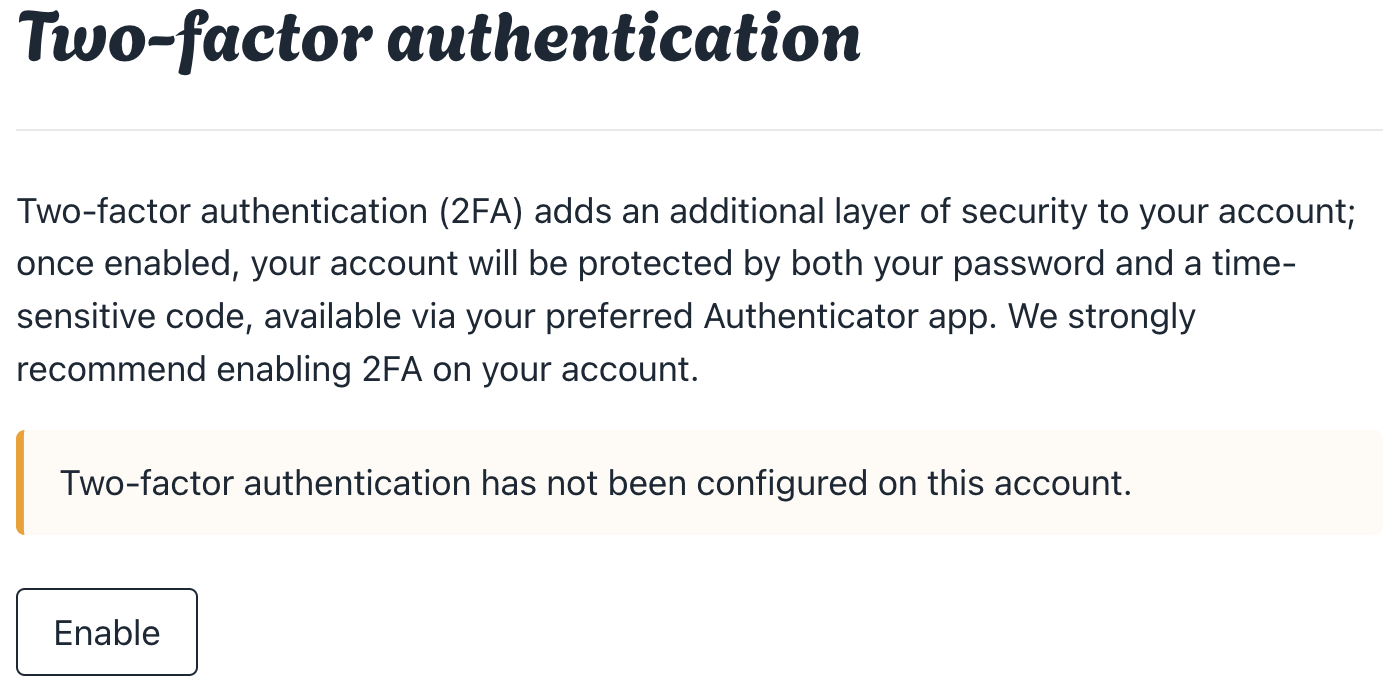 To Enable Two Factor Authentication