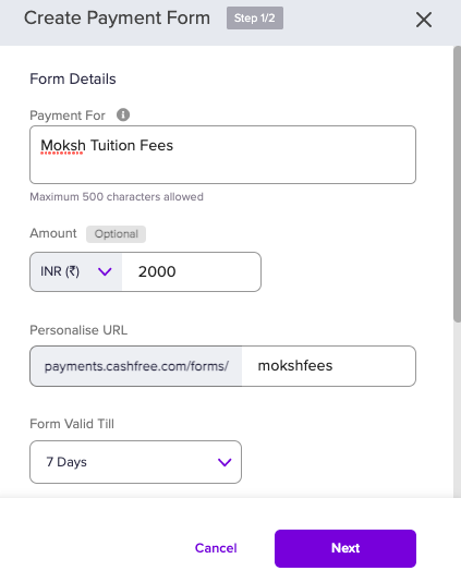 Screenshot 2021-11-08 at 4.40.08 PM.png Create Payment Form - Step 1