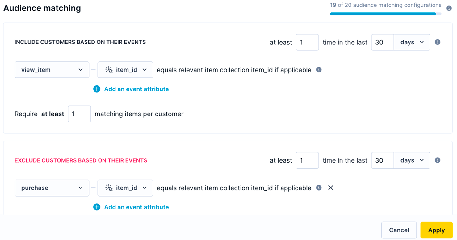 Configure audience matching filter.