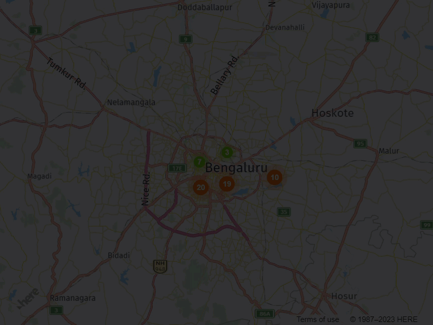 A Map with clusters and noise points