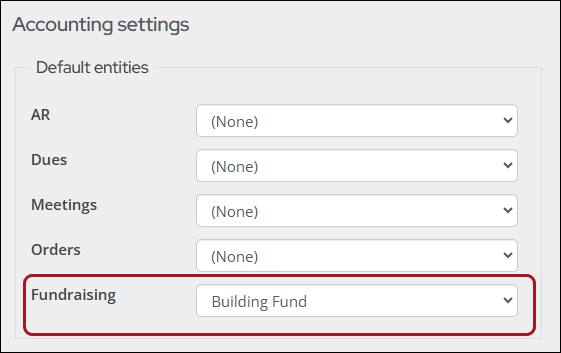 Fundraising default financial entity