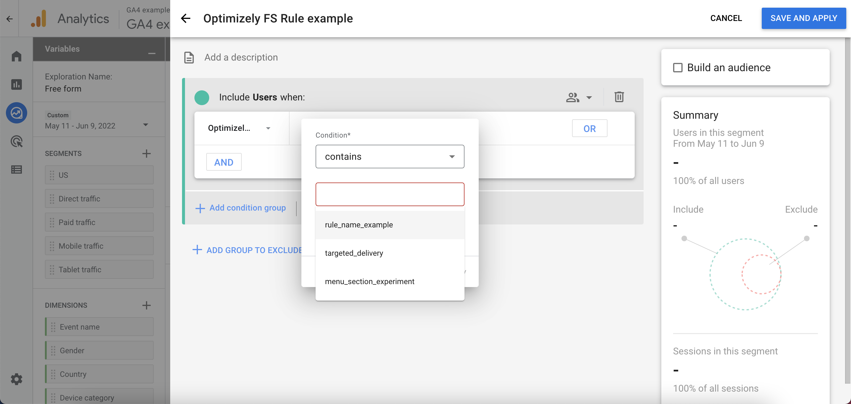 set contains condition for rule