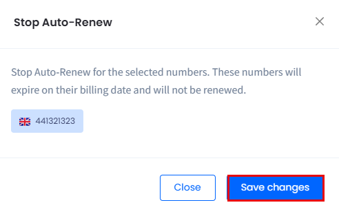 Screenshot of the Stop Auto-Renew window