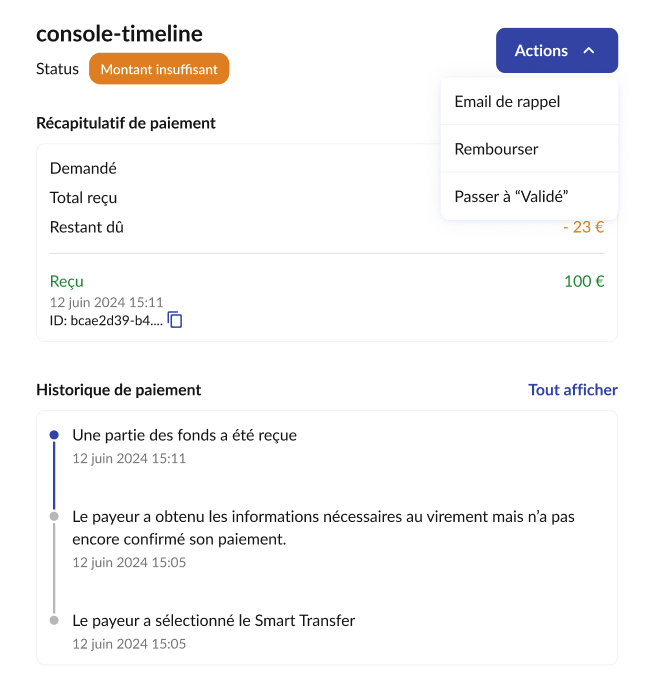 Payment Details Payment partial actions