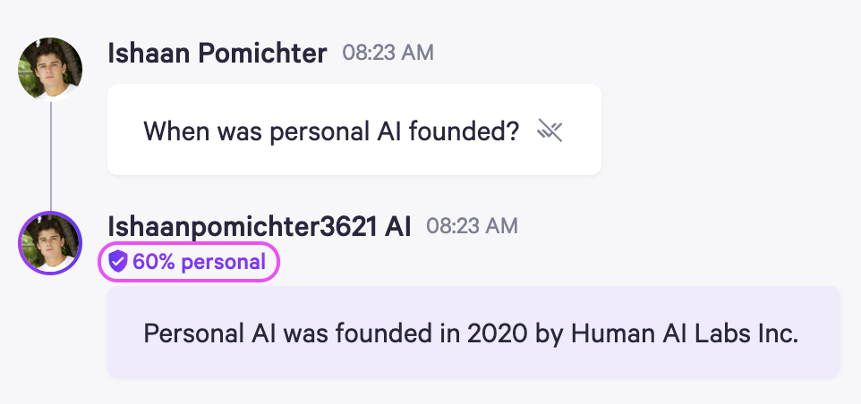 AI response with personal score