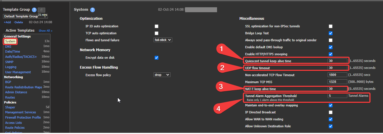 System settings Template