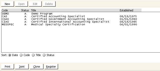 Desktop: Certification > Set up programs