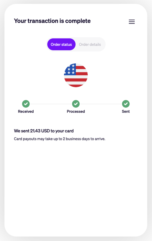 MoonPay transaction tracker