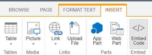 Embed Code Option in SharePoint