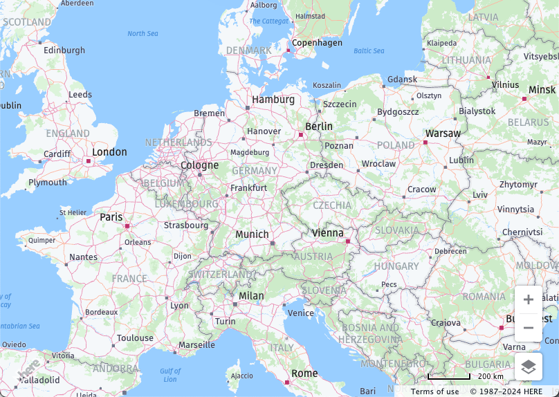 Base map centered over Europe