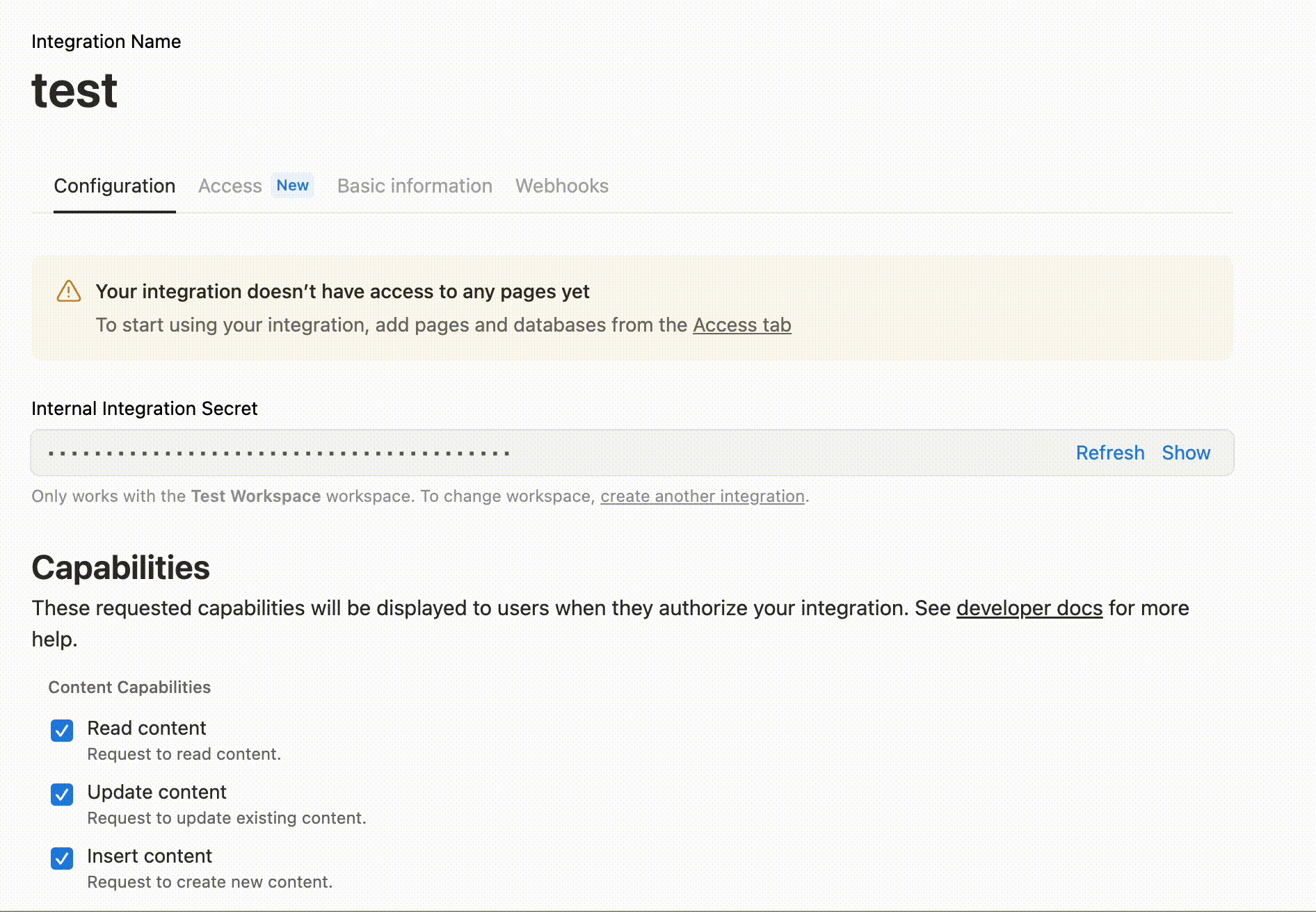 Click **Refresh** to rotate the API key for a new one