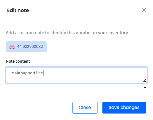 Screenshot of editing the note content