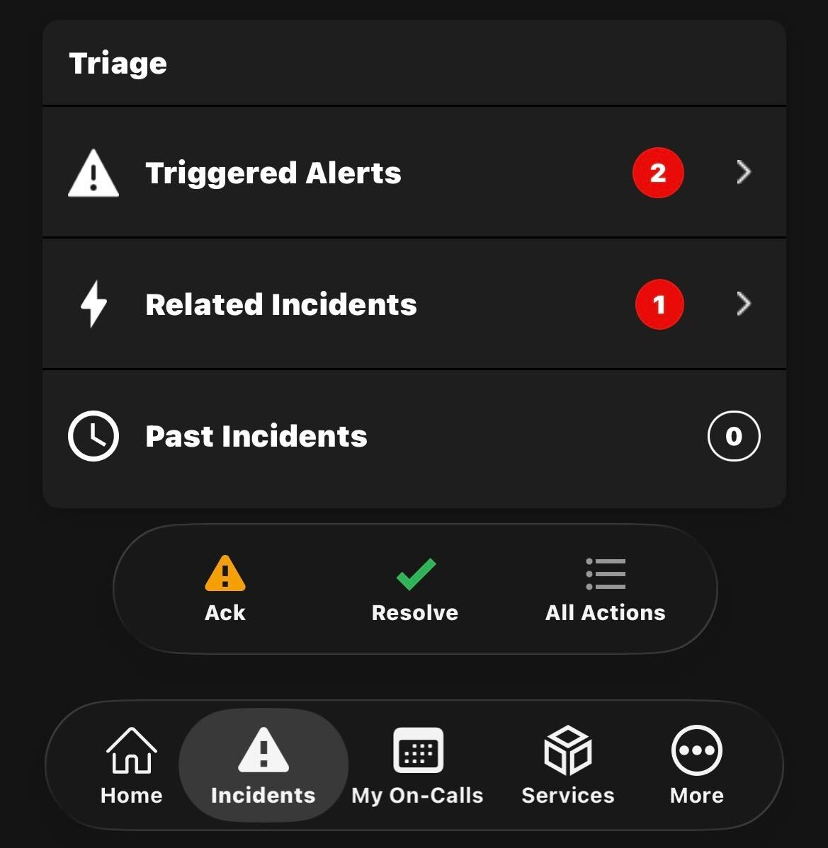 Related Incidents on the incident details screen in the mobile app