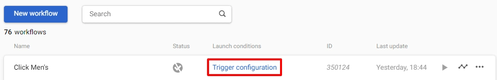 Trigger configuration