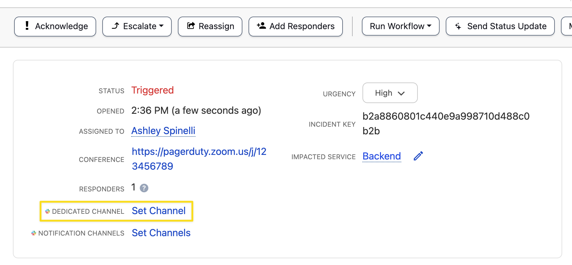 Creating a Dedicated Channel from the PagerDuty web application