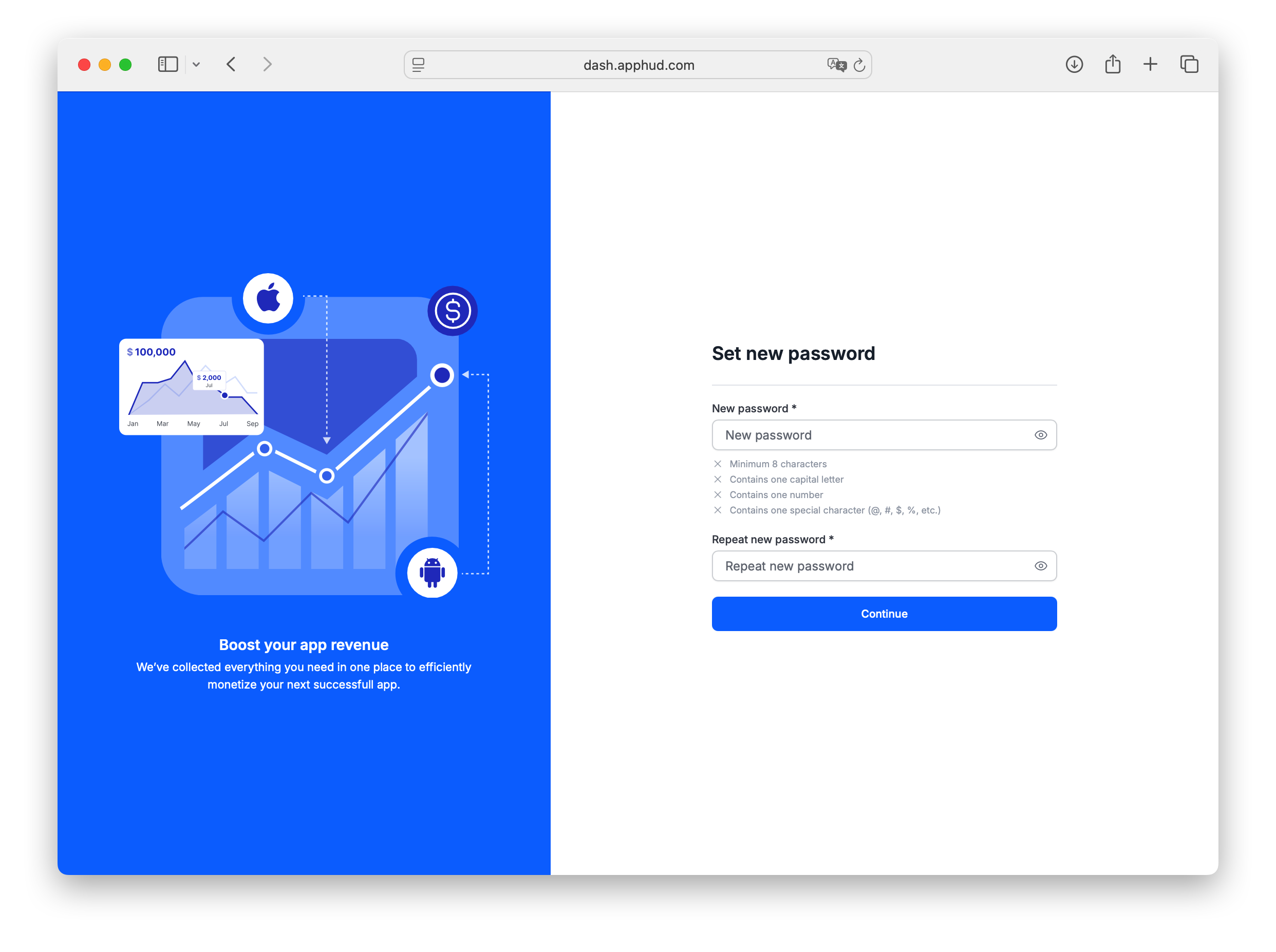 Apphud - New password screen