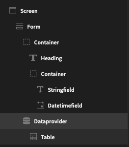 Ejected table block with search fields