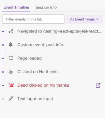 Issue events in the event timeline