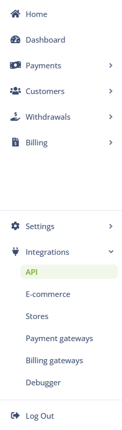 Image 1. Side Menu with the API section.