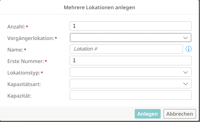 Mehrere Lokationen anlegen