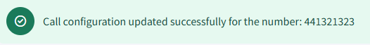 Screenshot of the call configuration updated message