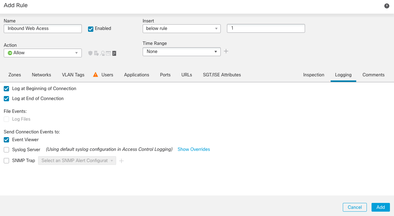 **Figure 10:** Logging options