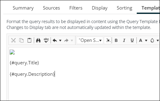 Viewing the Template tab