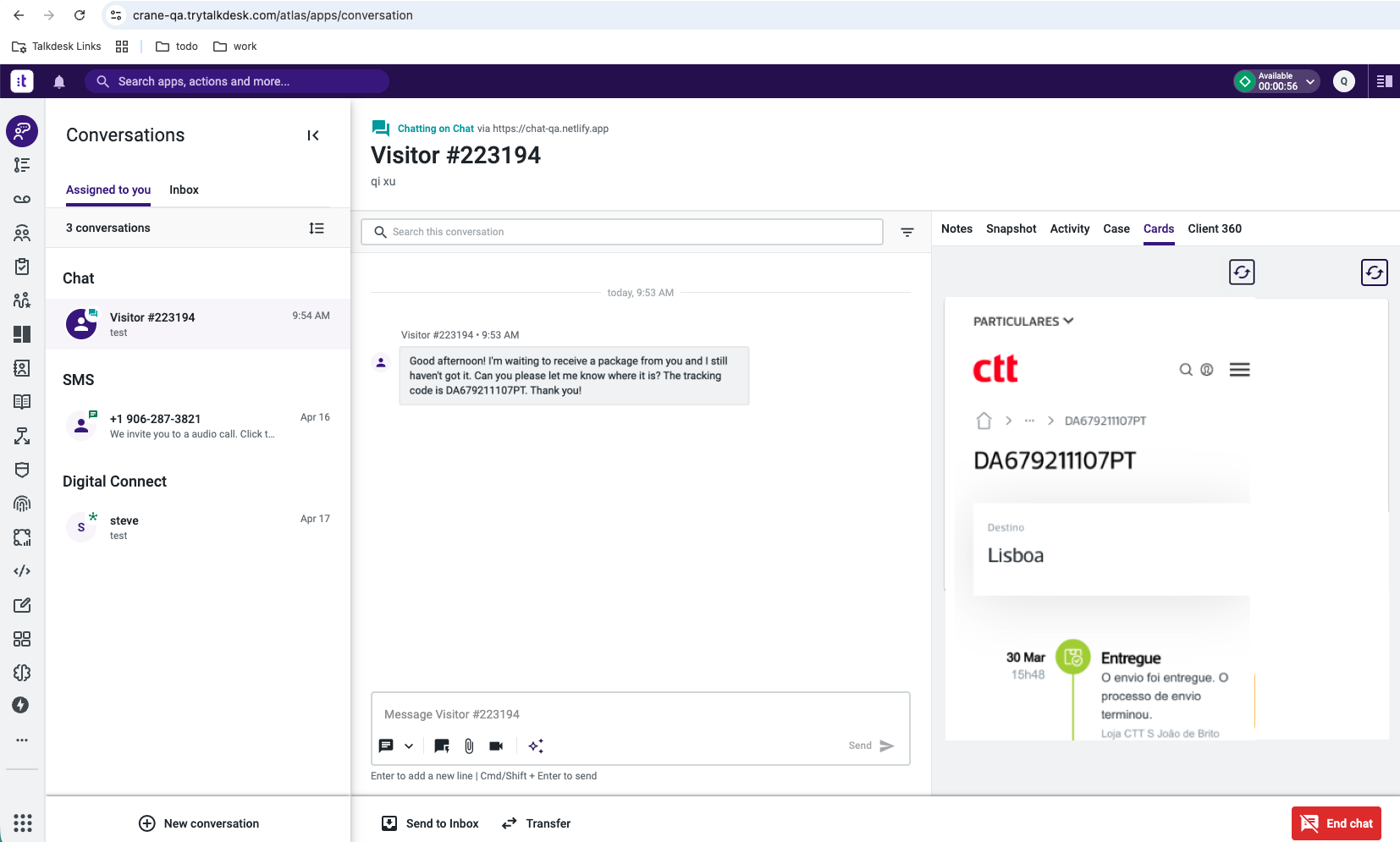 Figure 1 - Chat canvas tab