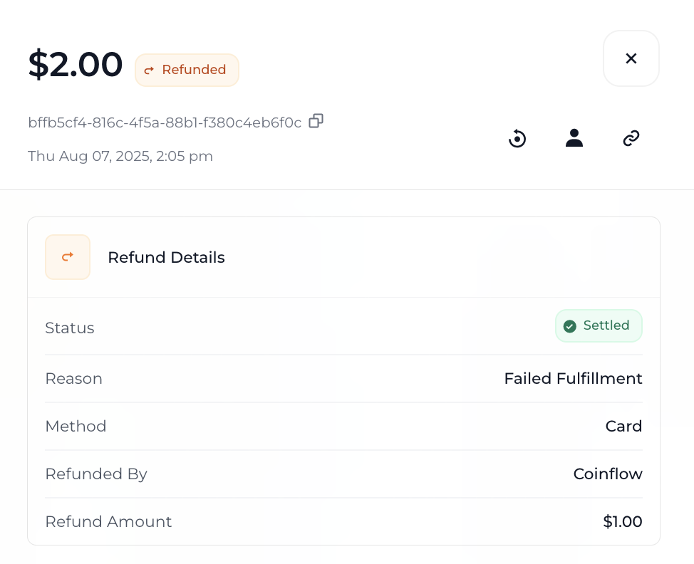 How to view payment refund details on the payment record from the dashboard.