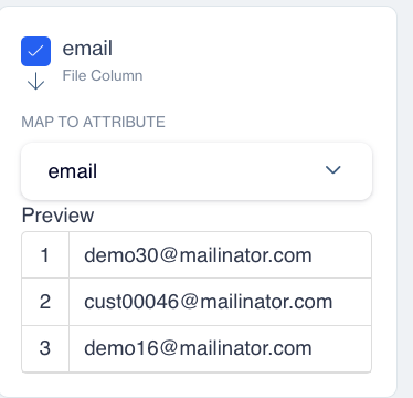 A file column(email) mapping to email in master_contact table