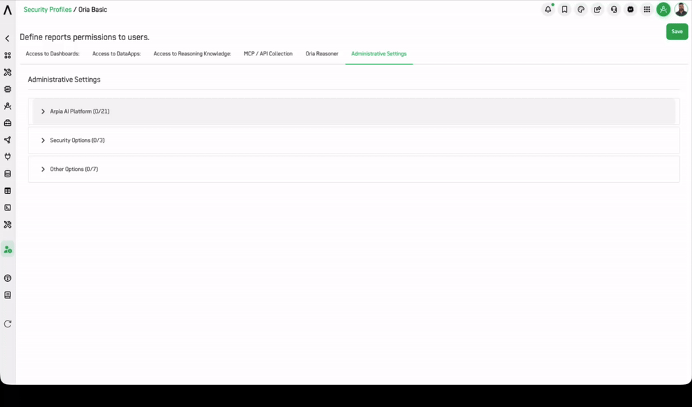 Administrative Settings tab