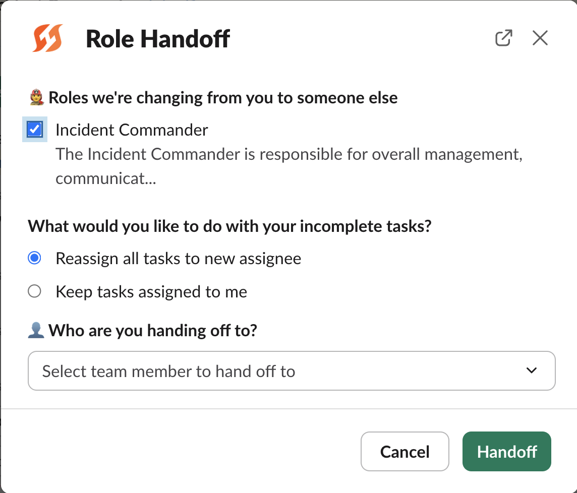 Example handoff modal in Slack