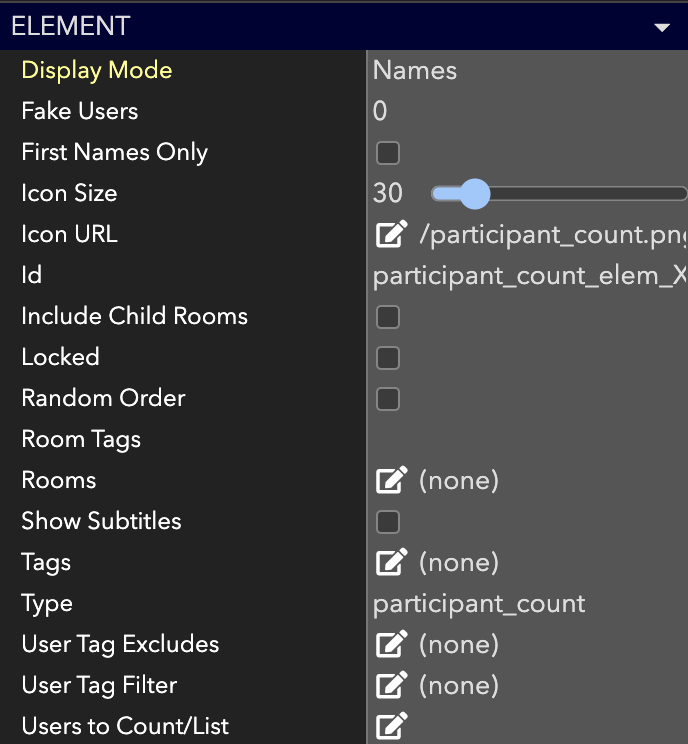 An element Advanced Properties panel showing all three types of tags available for use.
