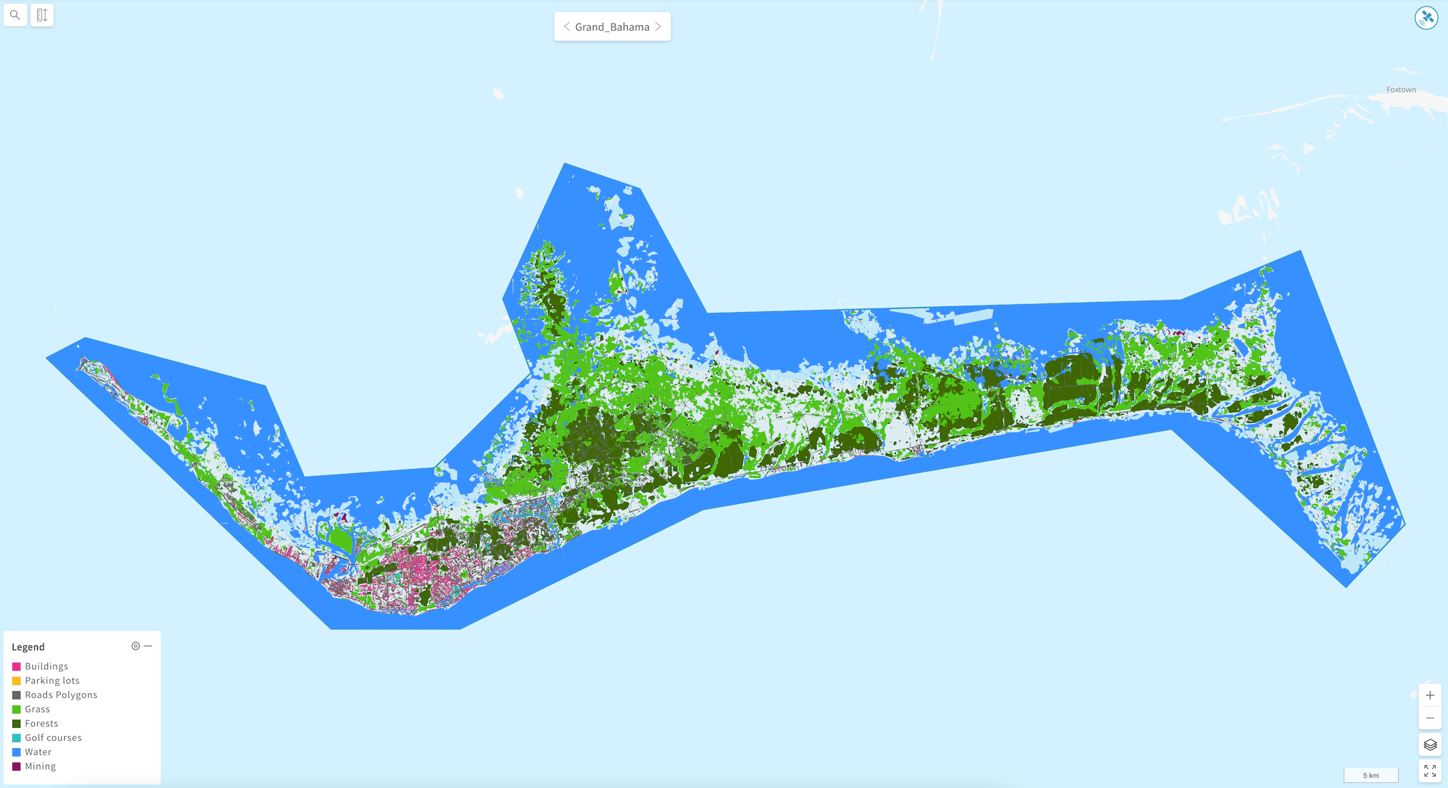 Land Use (3-5m) results - Grand Bahama right before Hurricane Dorian