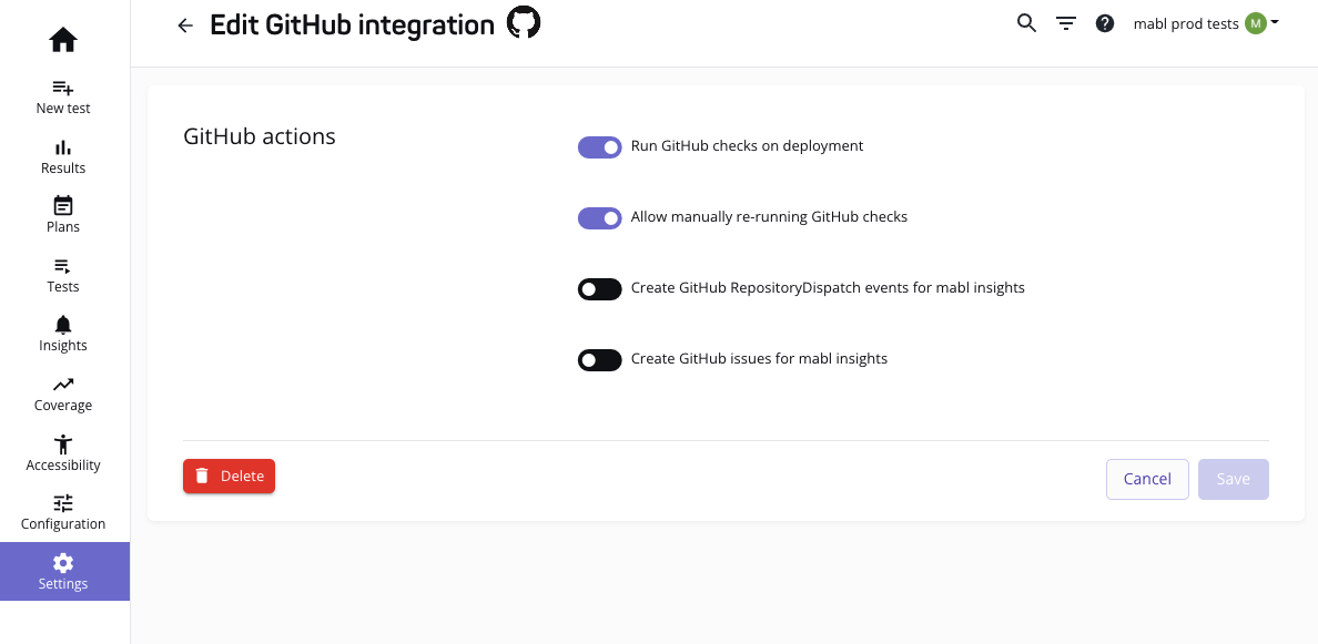 Configuring integration settings