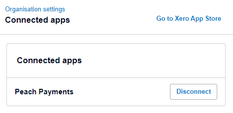 Peach Payments app connected to Xero.