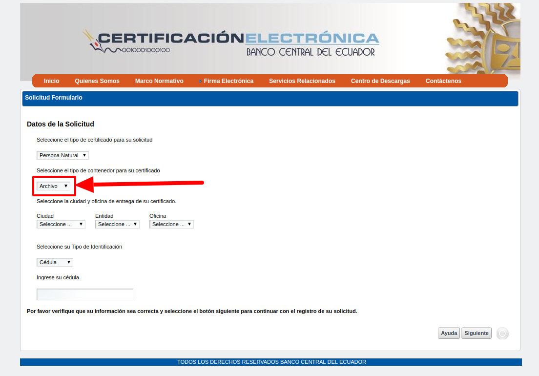 paso 3 - Solicitud de Certificado - Entidad de Certificación BCE.png