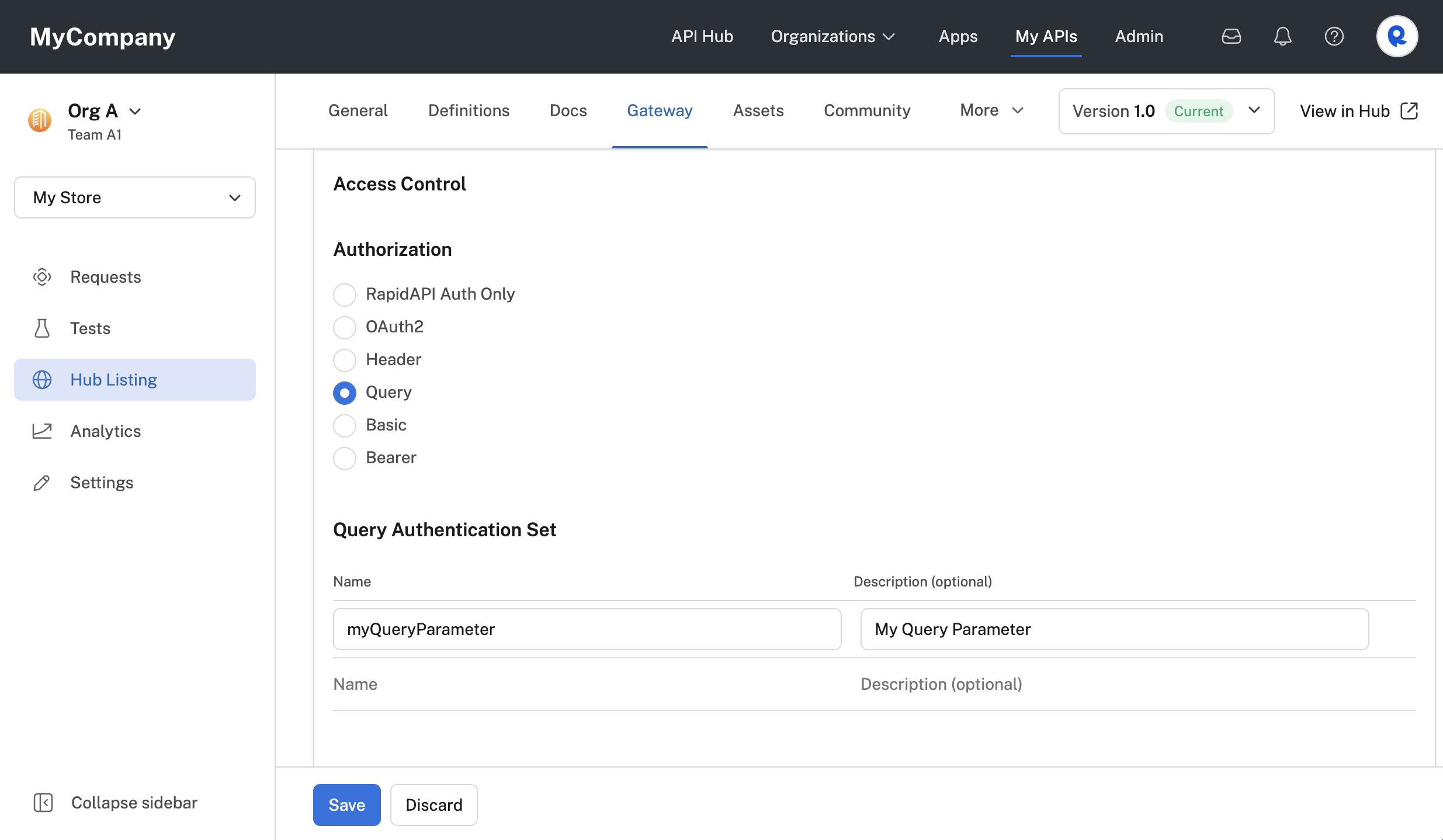 Configuring Query authorization for an API.