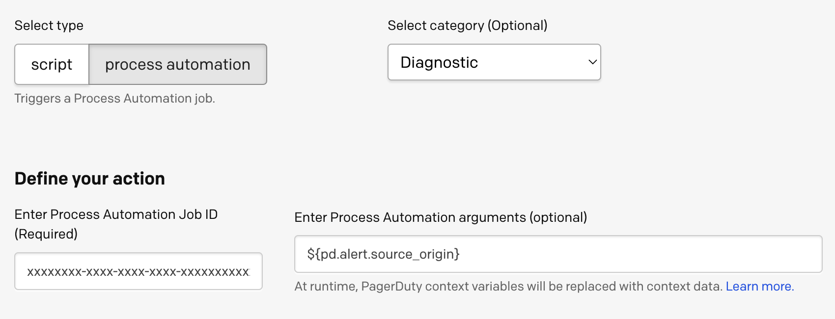 Process Automation with context variable