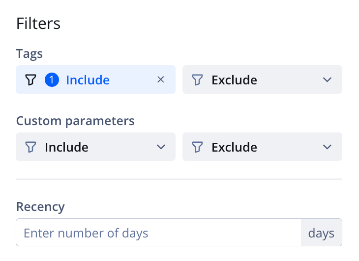 Sort and filter section