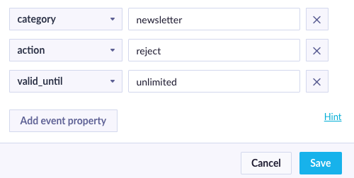 Note: Add a separate node for every category to be unsubscribed.