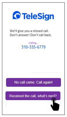 A screenshot of an app explaining how end users will be verified with a choice to retry the call or to continue if okay.