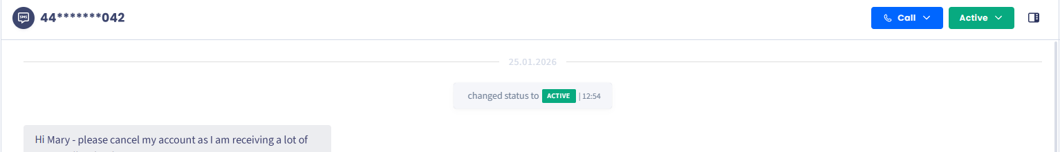 Screenshot of Call button