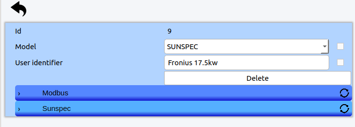 Solar inverter model and name settings