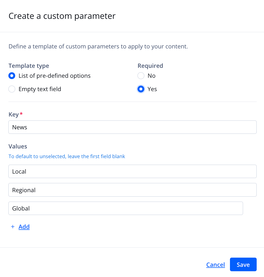 Create a custom parameter panel