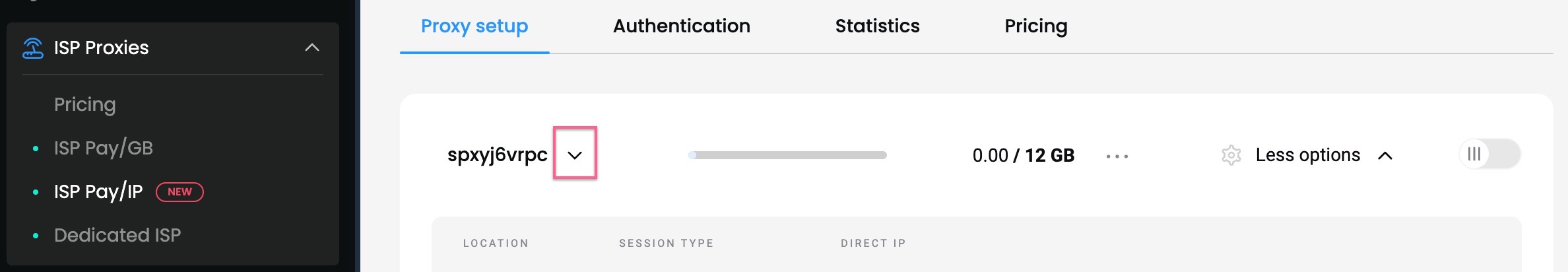 Authentication method selection.