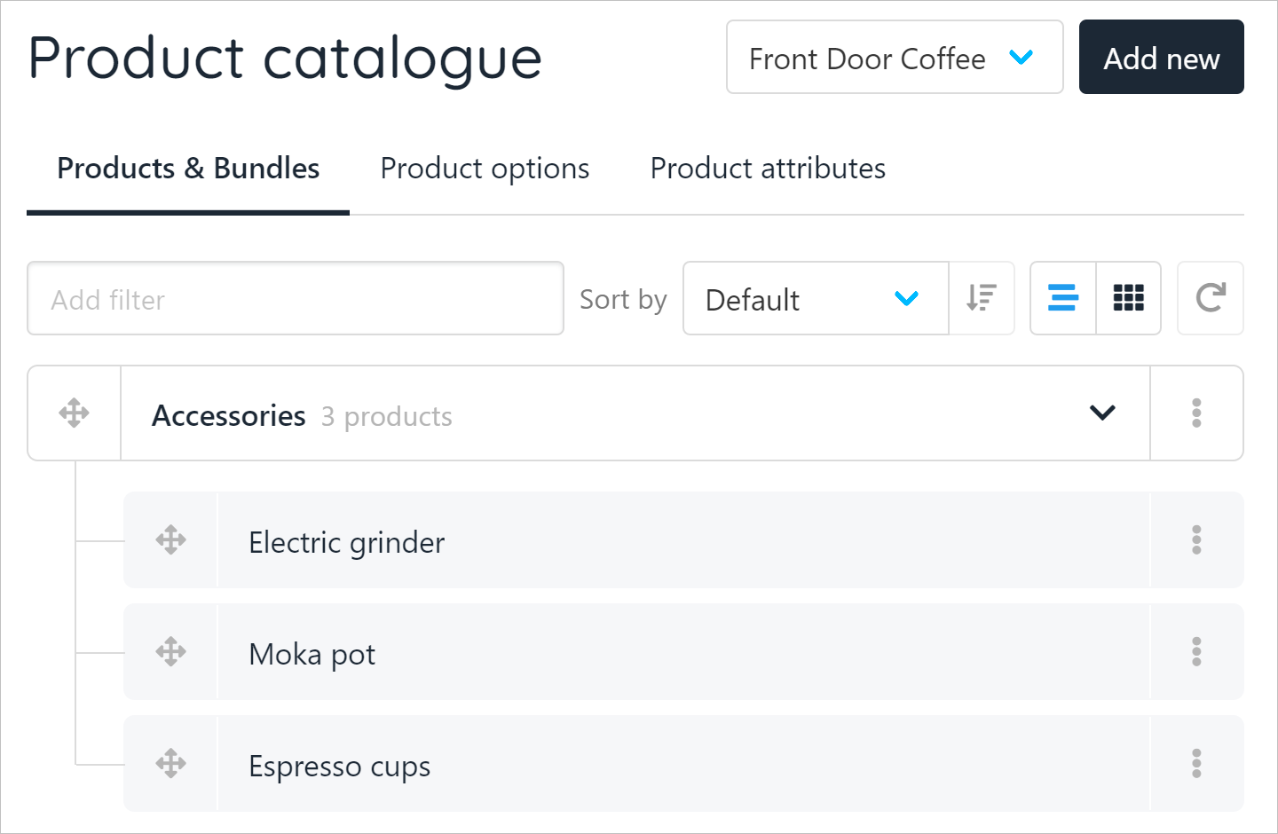 Select product attribute category