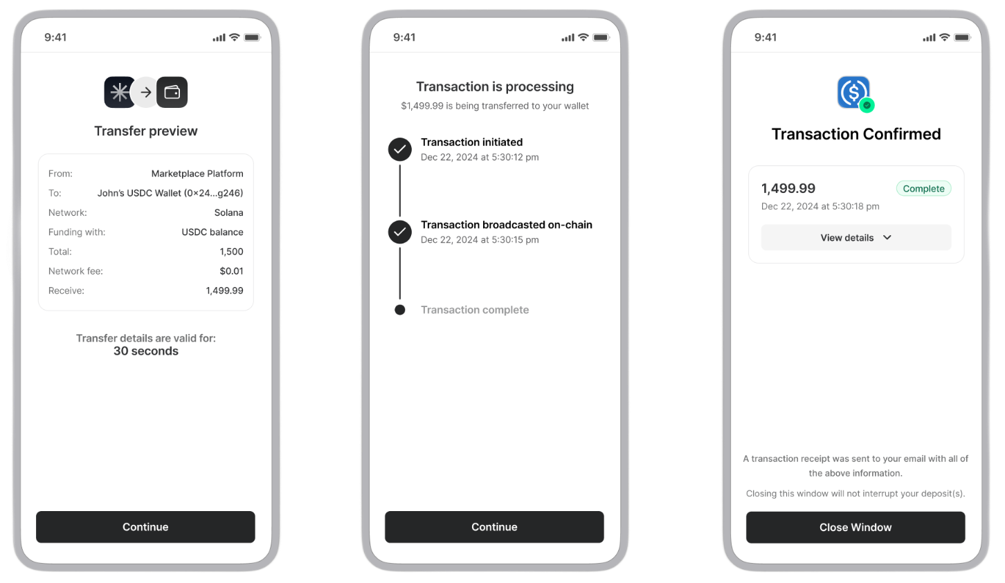 The above mockups represent a hypothetical front end experience that the Payouts API can power