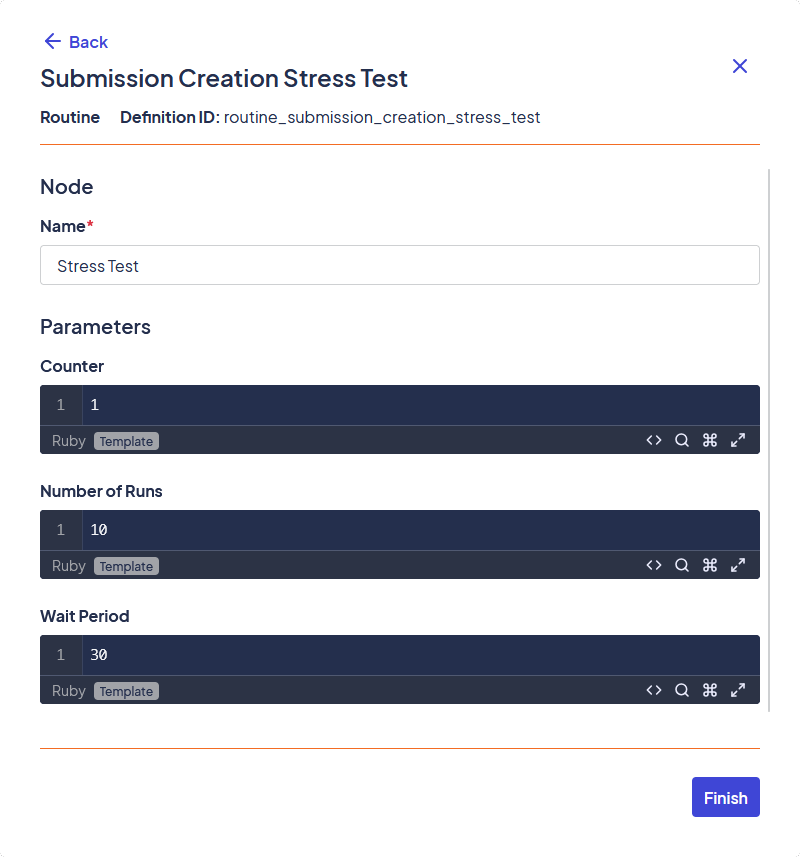 Task Parameters vary depending on the task selected