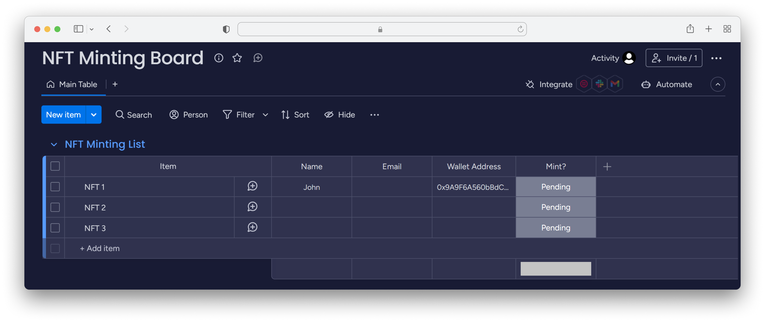 Adding required columns to board